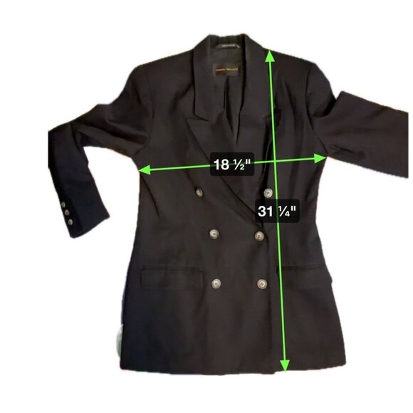 Harris Wallace Black Wool Double Breasted Blazer Pleated High Waist Pants Suit - Picture 9 of 11